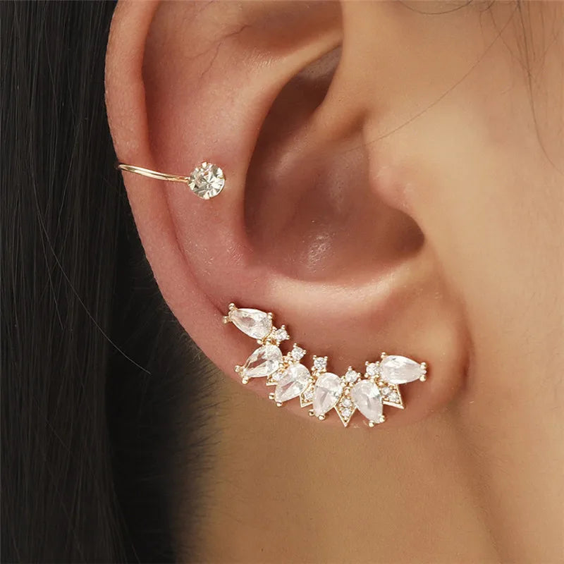 Bohemian Crystal Rhinestone Ear Cuff Clip Earrings for Women