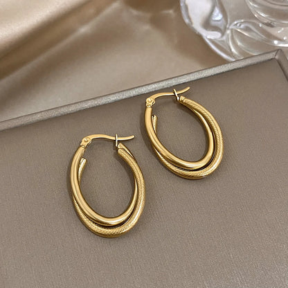 Stainless Steel U-shaped Texture Earrings  Waterproof Jewelry Accessories