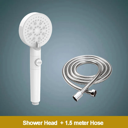 ZhangJi 2025 New 5-Function Shower head with Stop button 10cm Big Panel Silicone gel Hole Easy Cleaning Bathroom Nozzle Sprayer