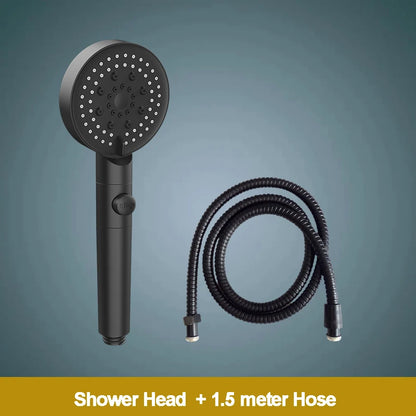ZhangJi 2025 New 5-Function Shower head with Stop button 10cm Big Panel Silicone gel Hole Easy Cleaning Bathroom Nozzle Sprayer