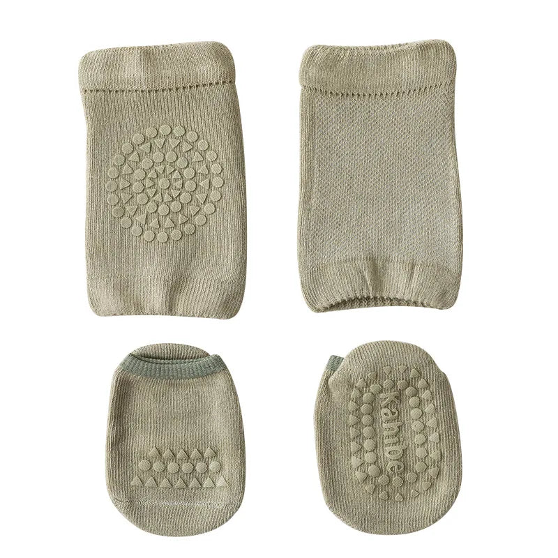 Baby Knee Pads Socks Set Solid Color Anti Slip Socks Kneecap Kid Crawling Safety Floor Socks Knee Protector for Girls Boy