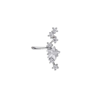 Elviragirl 1Pcs Stars Five-Pointed Star Zircon Earring Flowers Inlaid No Ear Hole Ear Clip on Earring for Girl Women Gifts