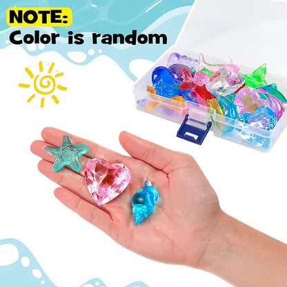 Kids Summer Pool Diving Treasure Hunt Game Ocean Treasure Acrylic Gems Underwater Water Games Pool Accessories Set Children Toys