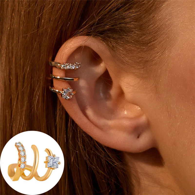Bohemian Crystal Rhinestone Ear Cuff Clip Earrings for Women