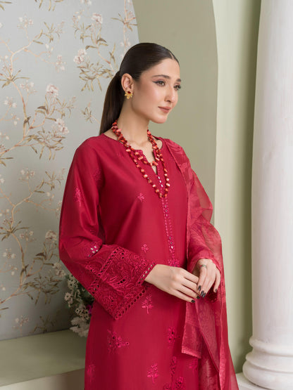 Vanzila – Timeless Red Chikankari 3-Piece Elegance Set