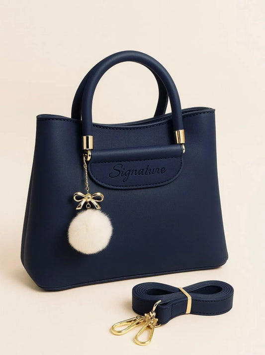 Women's Leather Shoulder Bag with Charm