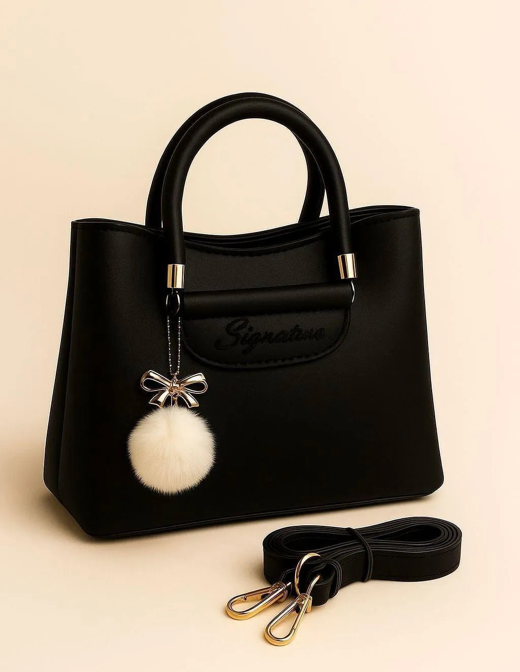 Women's Leather Shoulder Bag with Charm