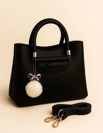 Women's Leather Shoulder Bag with Charm
