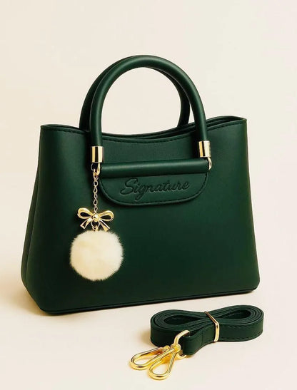 Women's Leather Shoulder Bag with Charm