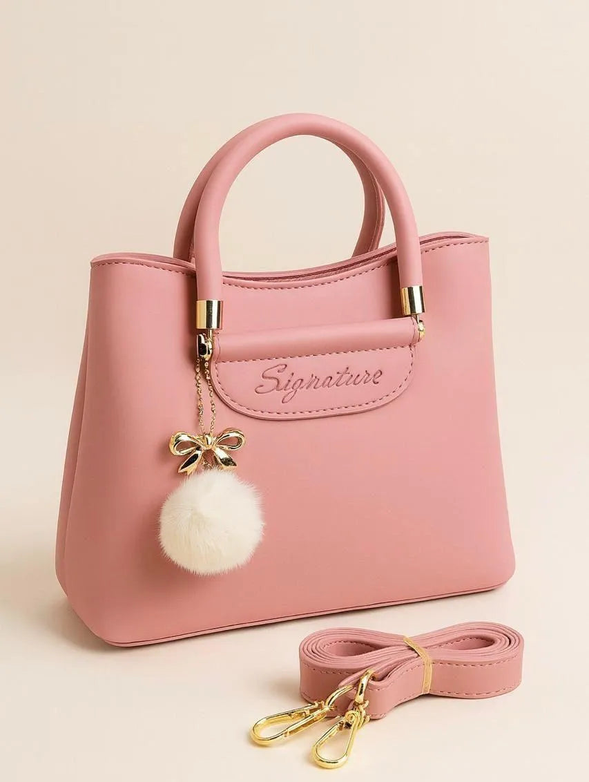 Women's Leather Shoulder Bag with Charm