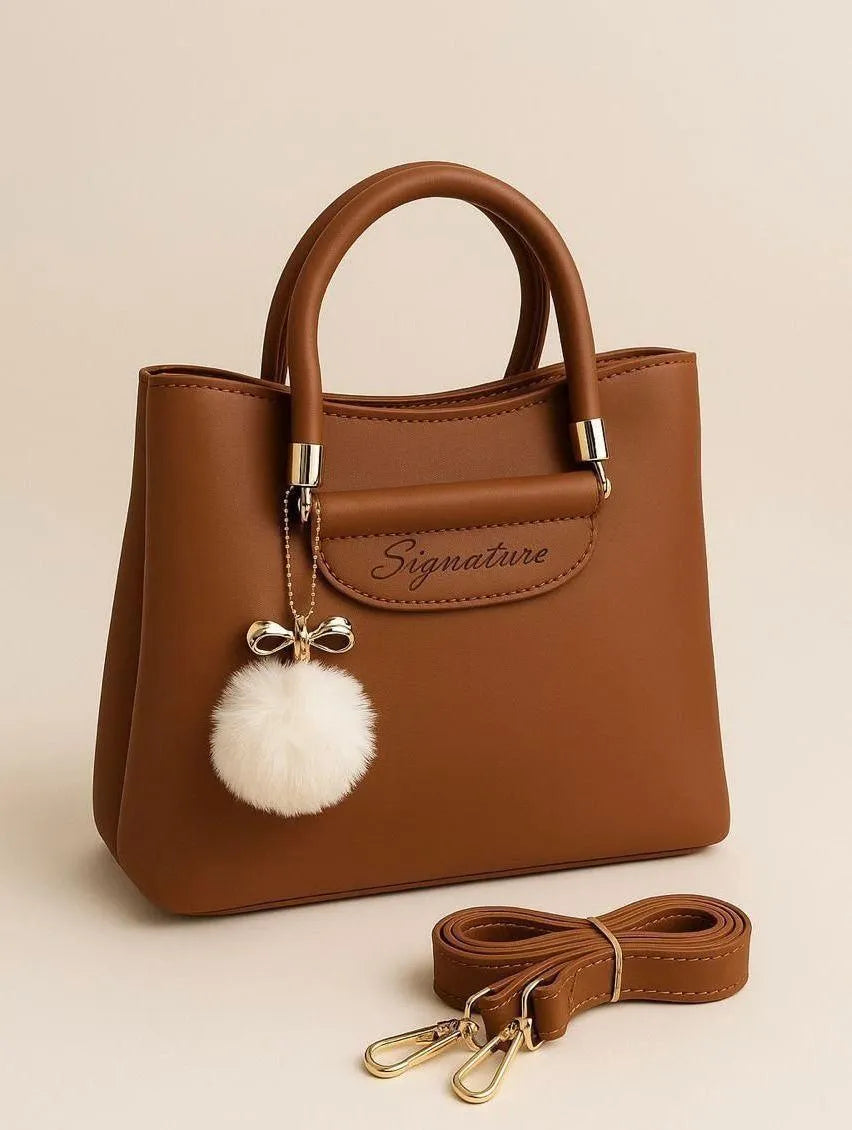 Women's Leather Shoulder Bag with Charm