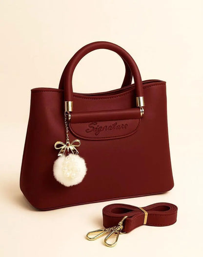 Women's Leather Shoulder Bag with Charm