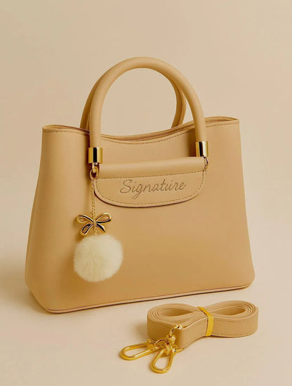 Women's Leather Shoulder Bag with Charm