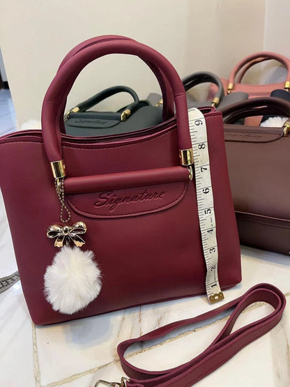 Women's Leather Shoulder Bag with Charm