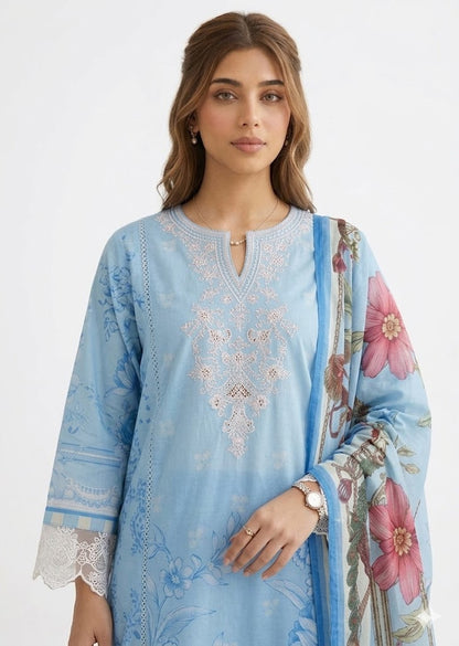 Sky Blue Lawn Kurta Set – 3 Piece