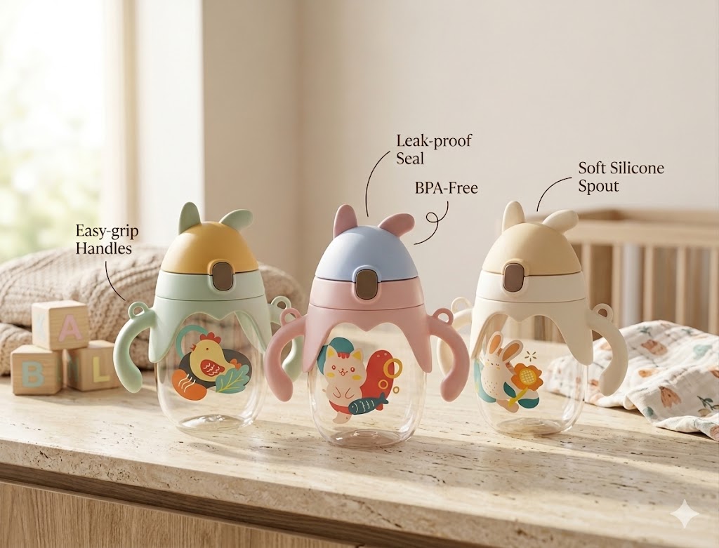 Kids Rabbit Sipper with LED Light & Non-Slip Handles