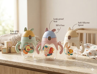 Kids Rabbit Sipper with LED Light & Non-Slip Handles