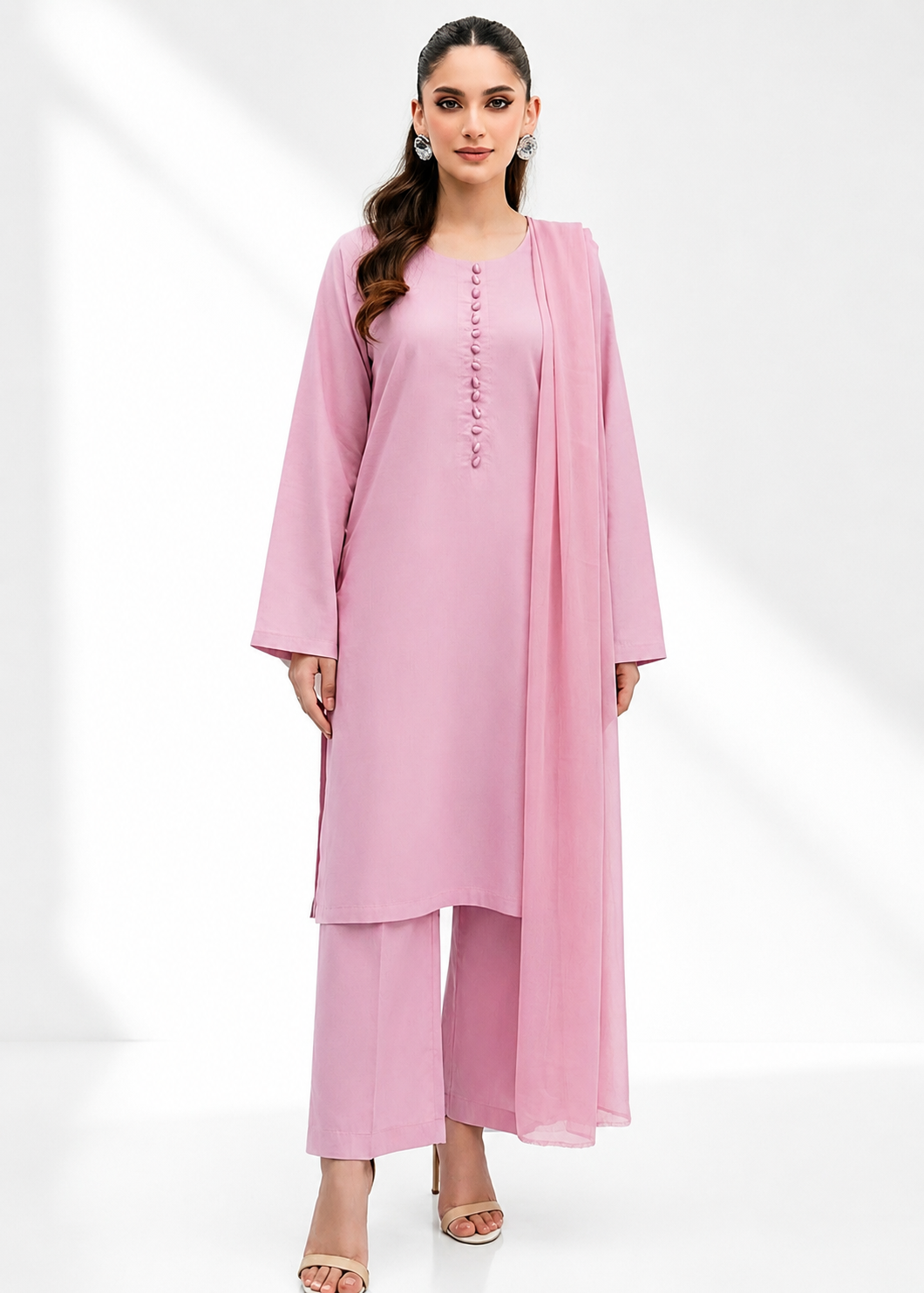 Straight Cut Kurta with Chiffon Dupatta